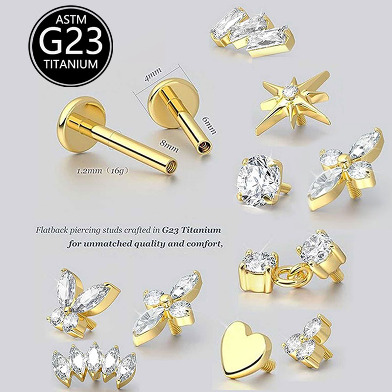 Body Jewelry Threadless - ต่างหูไทเทเนียม F136 G23 แบบเกลียวใน 2 ชิ้น