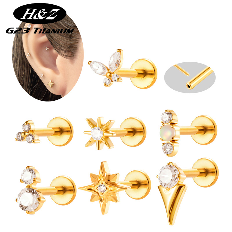Body Jewelry Threadless - ต่างหูไทเทเนียม G23 แบบไม่มีเกลียว 1 ชิ้น ขนาด
