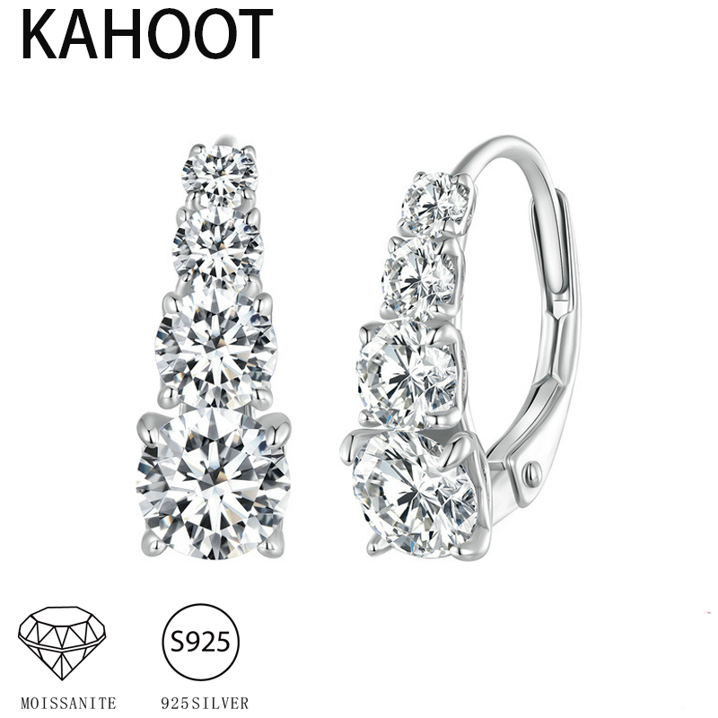 Body Jewelry Diamond - S925 เงิน 1.8CT Moissanite ต่างหูสตั๊ดต่างหูแฟชั่นหรูหราสไตล์เรียบง่ายทุกวันสวมใส่คู่