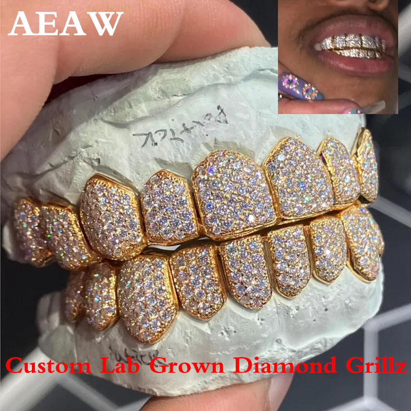 Yellow Body Jewelry - เครื่องประดับฮิปฮอปเพชรแล็บสั่งทำพิเศษ ทอง 10k กริลล์ซ์ 6 ฟัน