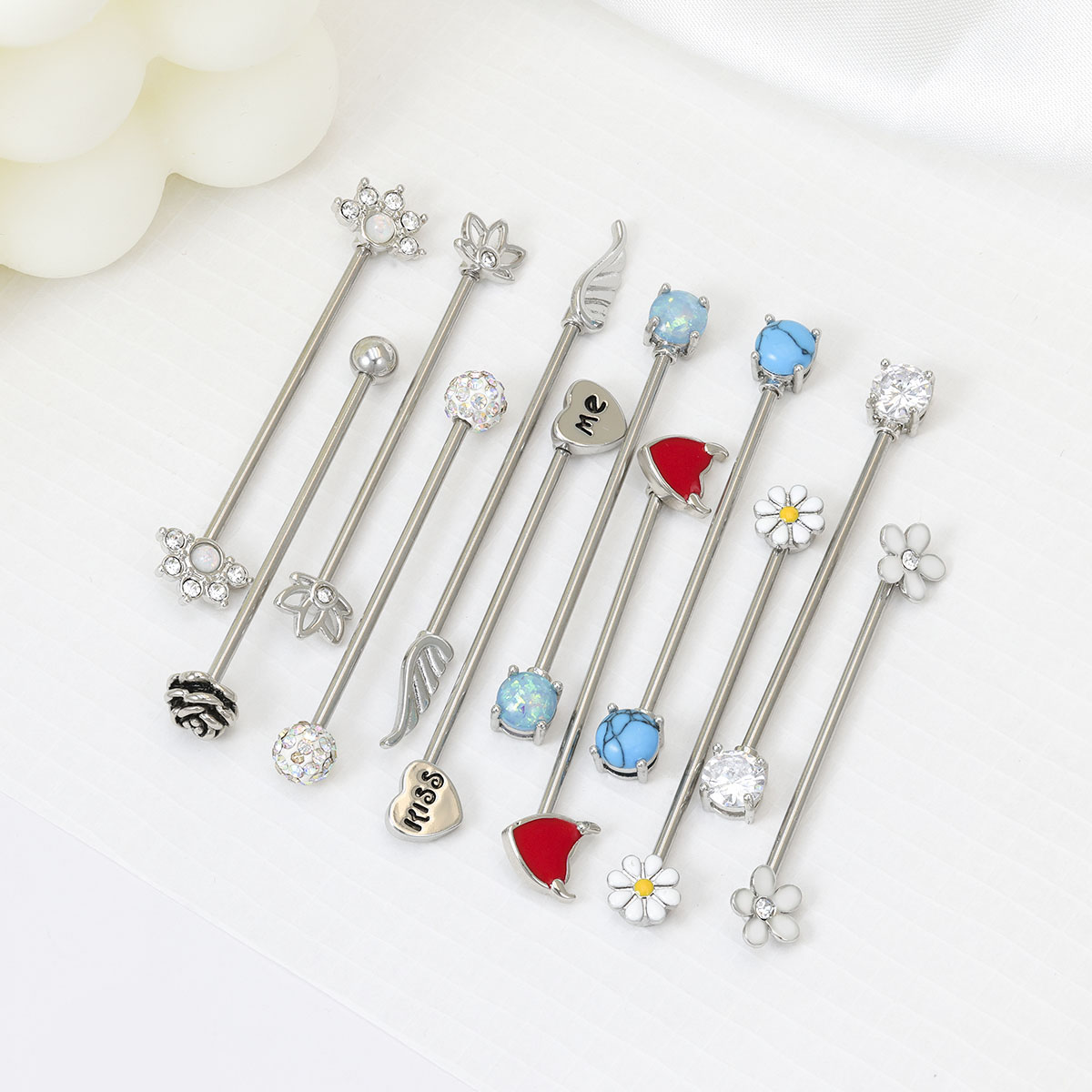 Body Jewelry Surgical Steel - ลูกธนูอุตสาหกรรมหัวใจ16ก. เครื่องประดับห่วงเจาะร่างกายกระดูกอ่อนสั้นสำหรับผู้หญิงผู้ชายยาว38มม.
