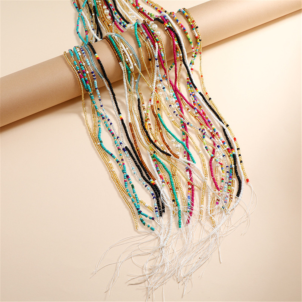 Body Jewelry Plus - Bohemian สีสันลูกปัดเอวสำหรับผู้หญิง Plus ขนาดแอฟริกันไม่ Tie-On Belly
