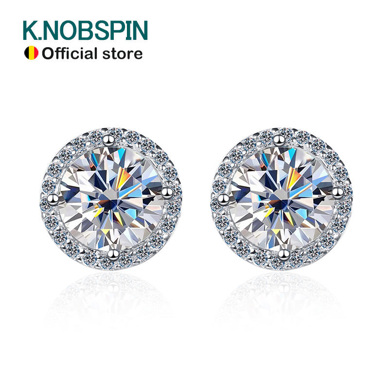 Body Jewelry Diamond - KNOBSPIN 1ct D สี Moissanite ต่างหูสำหรับงานแต่งงาน