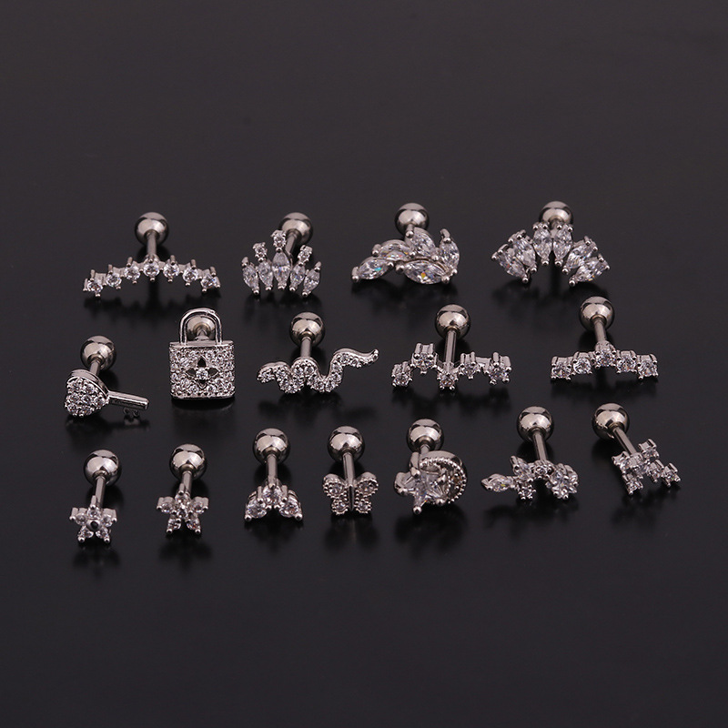 ต่างหูสแตนเลส 16G ลายดอกไม้/งู - Body Jewelry Surgical Steel บทวิจารณ์และราคา