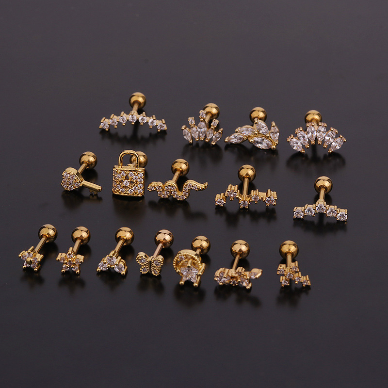 ต่างหูสแตนเลส 16G ลายดอกไม้/งู - Body Jewelry Surgical Steel บทวิจารณ์และราคา