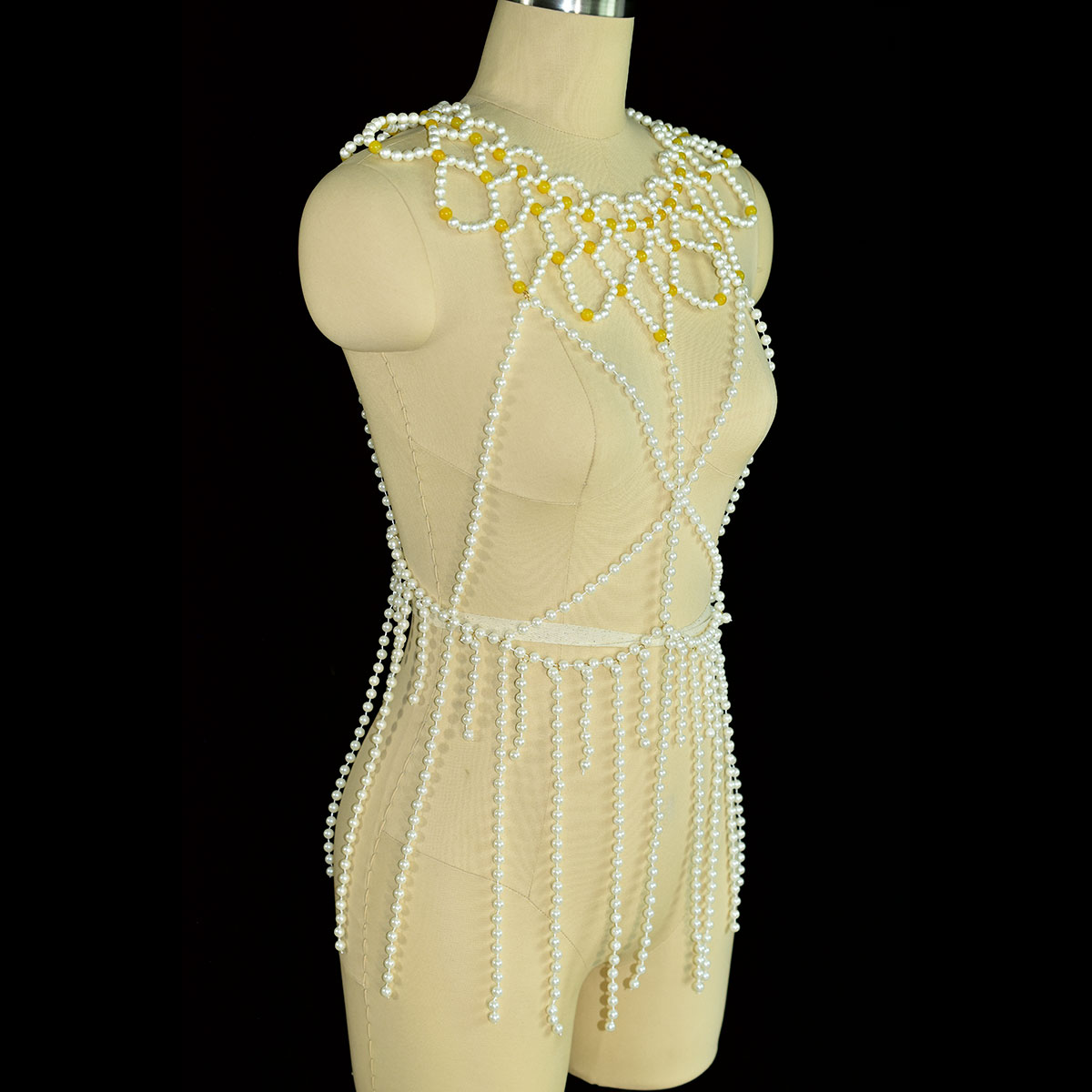 แฟชั่น Faux Pearl เครื่องประดั - Yellow Body Jewelry บทวิจารณ์และราคา