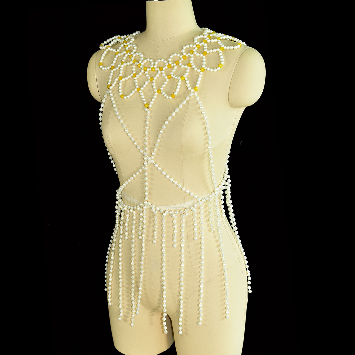 แฟชั่น Faux Pearl เครื่องประดั - Yellow Body Jewelry บทวิจารณ์และราคา