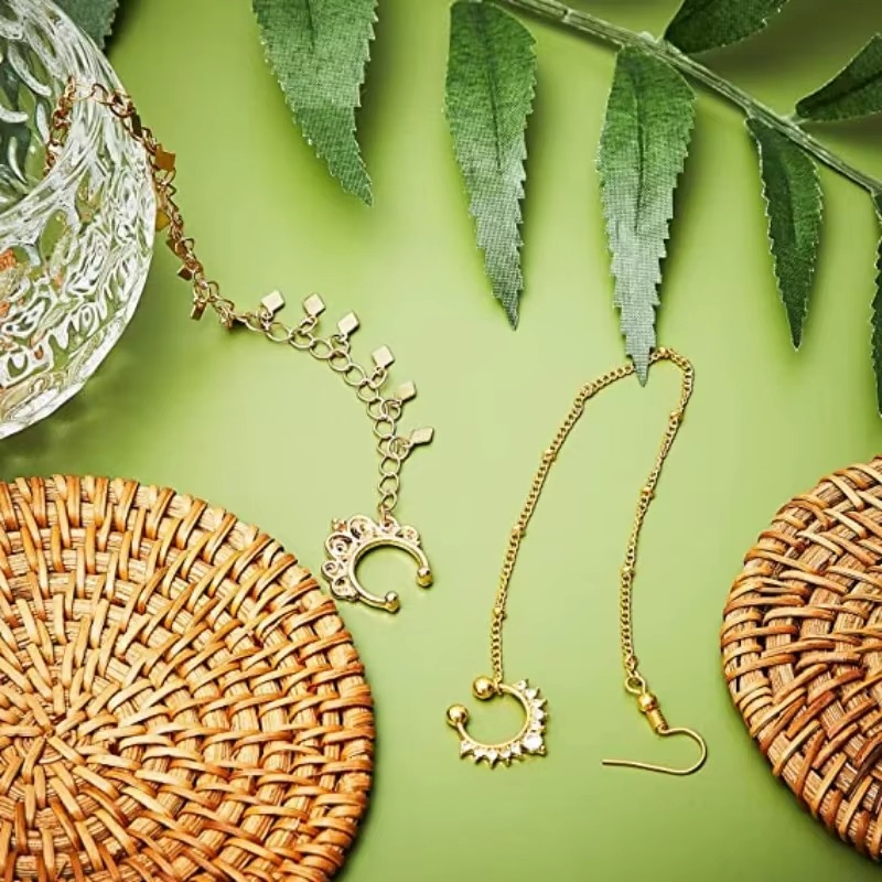 1 ชิ้น/ชุด แหวนเจาะจมูกปลอมสีท - Yellow Body Jewelry บทวิจารณ์และราคา