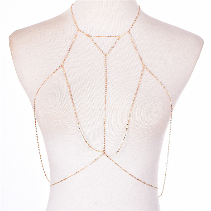 แฟชั่นสีเงินสีทองแบบโซ่ต่อกับช - Body Jewelry Harness บทวิจารณ์และราคา