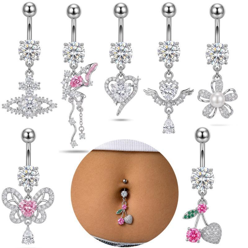 แหวนเจาะสะดือแบบโค้ง 1 ชิ้น ทำ - Body Jewelry Surgical Steel บทวิจารณ์และราคา