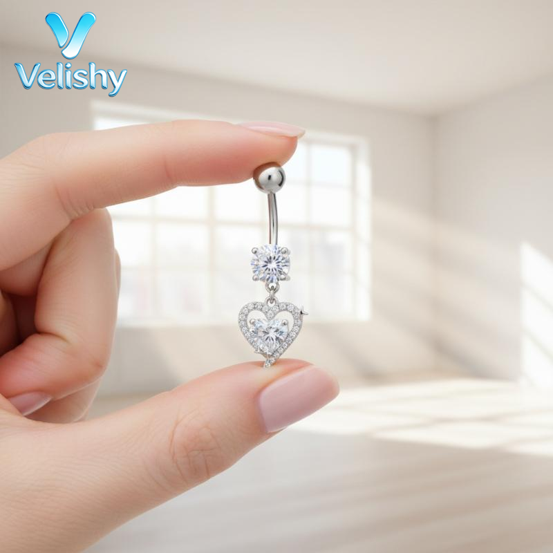 แหวนเจาะสะดือแบบห้อยทำจากเหล็ก - Body Jewelry Surgical Steel บทวิจารณ์และราคา