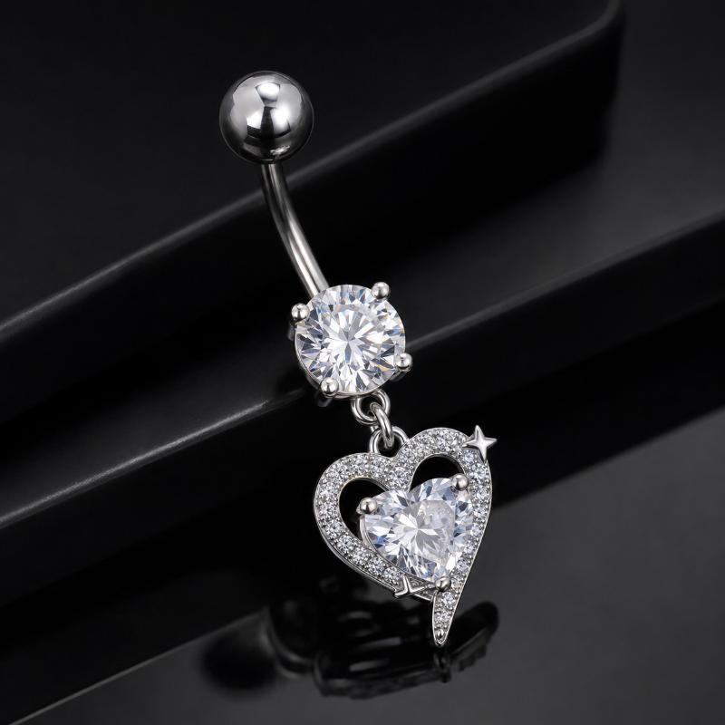 แหวนเจาะสะดือแบบห้อยทำจากเหล็ก - Body Jewelry Surgical Steel บทวิจารณ์และราคา