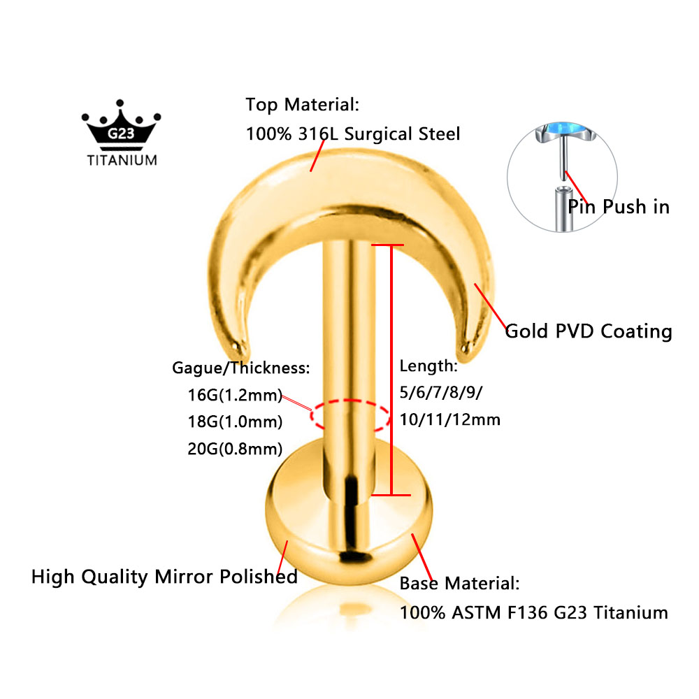 ASTM F136 G23 ไทเทเนียมเงา Cre - Body Jewelry Threadless บทวิจารณ์และราคา