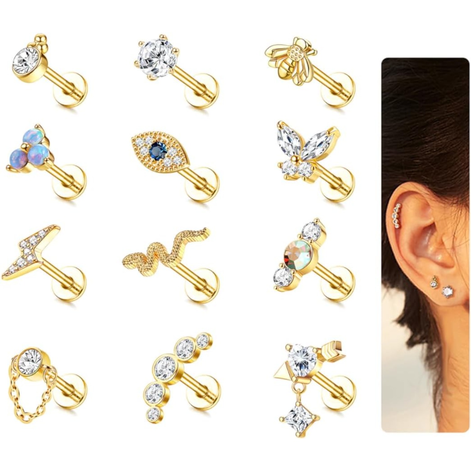 ต่างหูแบบติดกระดูกอ่อน Bobisty - Body Jewelry Surgical Steel บทวิจารณ์และราคา