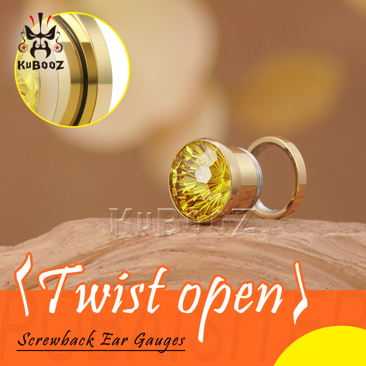ต่างหูคริสตัลสีเหลืองเงาแบบเจา - Yellow Body Jewelry บทวิจารณ์และราคา
