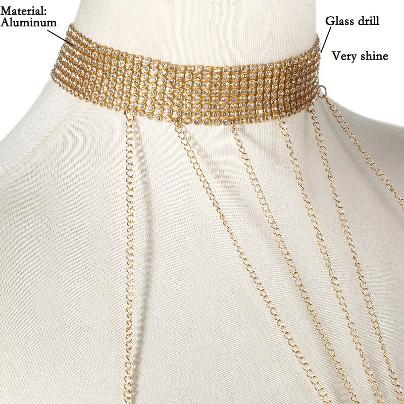 ทองสีBody Chainผู้หญิงRhinesto - Body Jewelry Harness บทวิจารณ์และราคา
