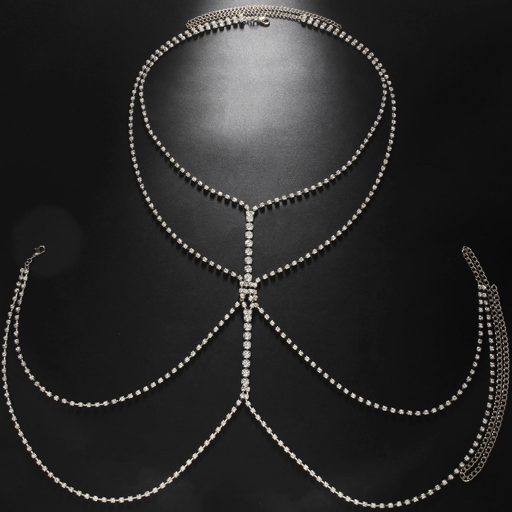 สร้อยคอโลหะผสมชุบทองคำขาวประดั - Body Jewelry Harness บทวิจารณ์และราคา