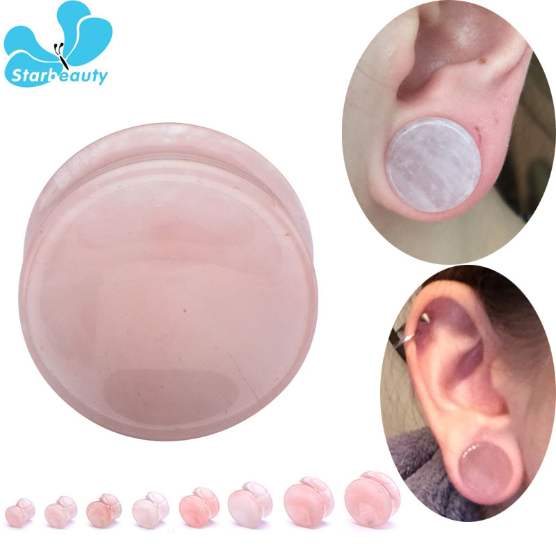 2Pc สีชมพู Quartz หินอุโมงค์เน - Body Jewelry Plus บทวิจารณ์และราคา