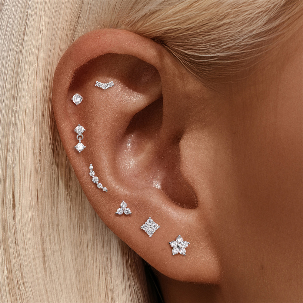 ต่างหูเงินแท้ 925 ประดับเพชรเล - Body Jewelry Diamond บทวิจารณ์และราคา