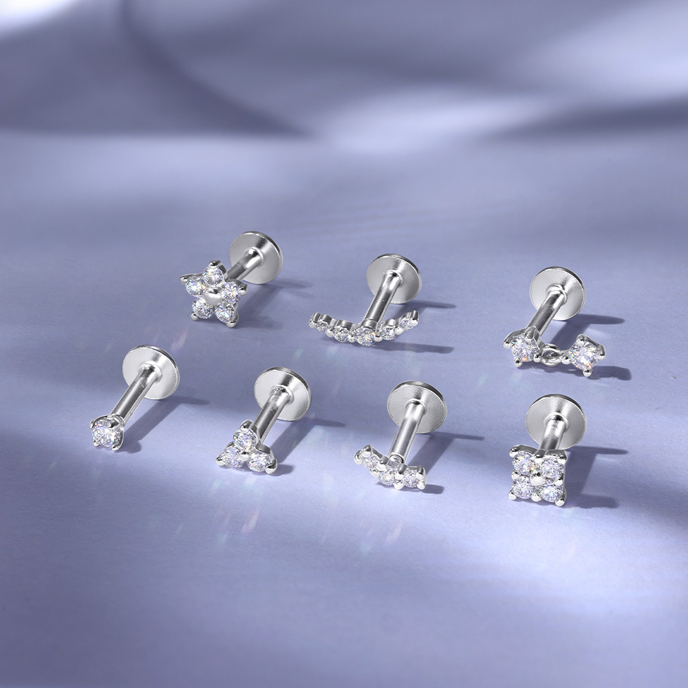 ต่างหูเงินแท้ 925 ประดับเพชรเล - Body Jewelry Diamond บทวิจารณ์และราคา