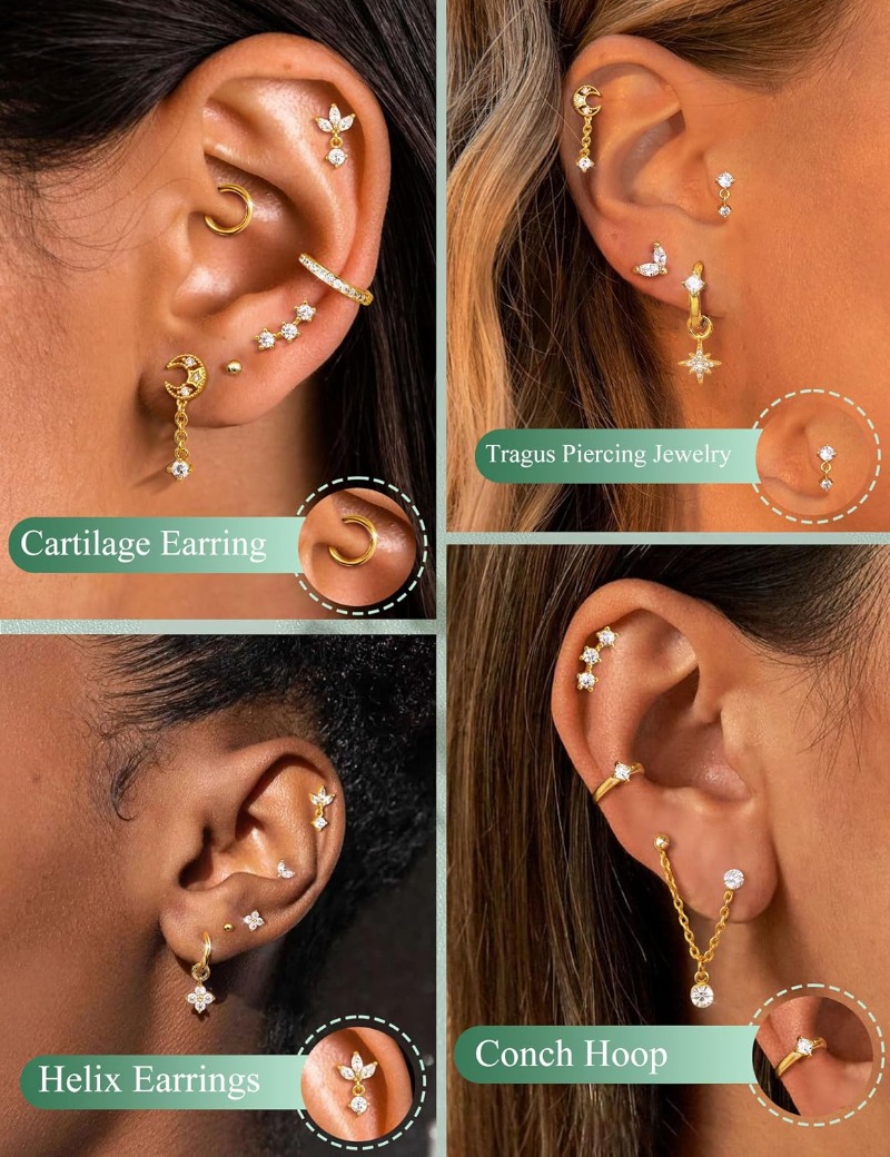 ต่างหูแบบหนีบสำหรับผู้หญิง ขนา - Body Jewelry Surgical Steel บทวิจารณ์และราคา