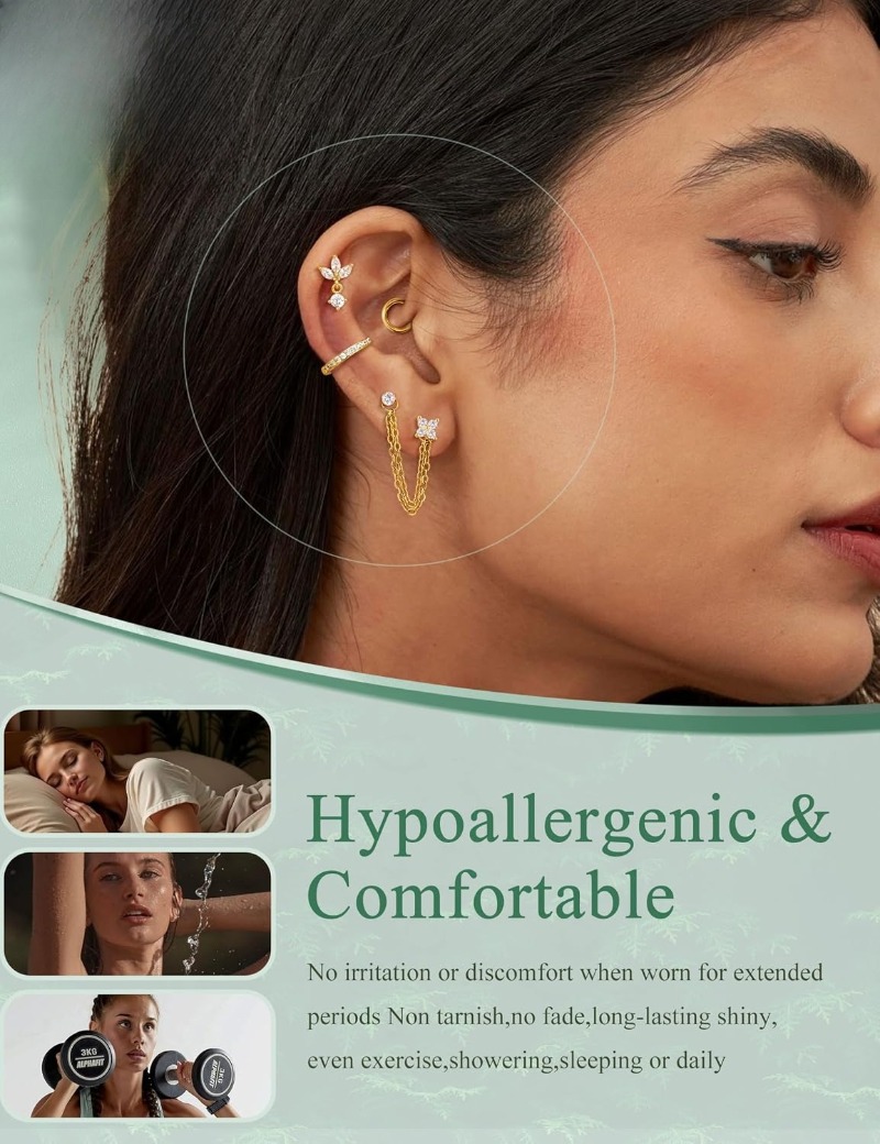 ต่างหูแบบหนีบสำหรับผู้หญิง ขนา - Body Jewelry Surgical Steel บทวิจารณ์และราคา