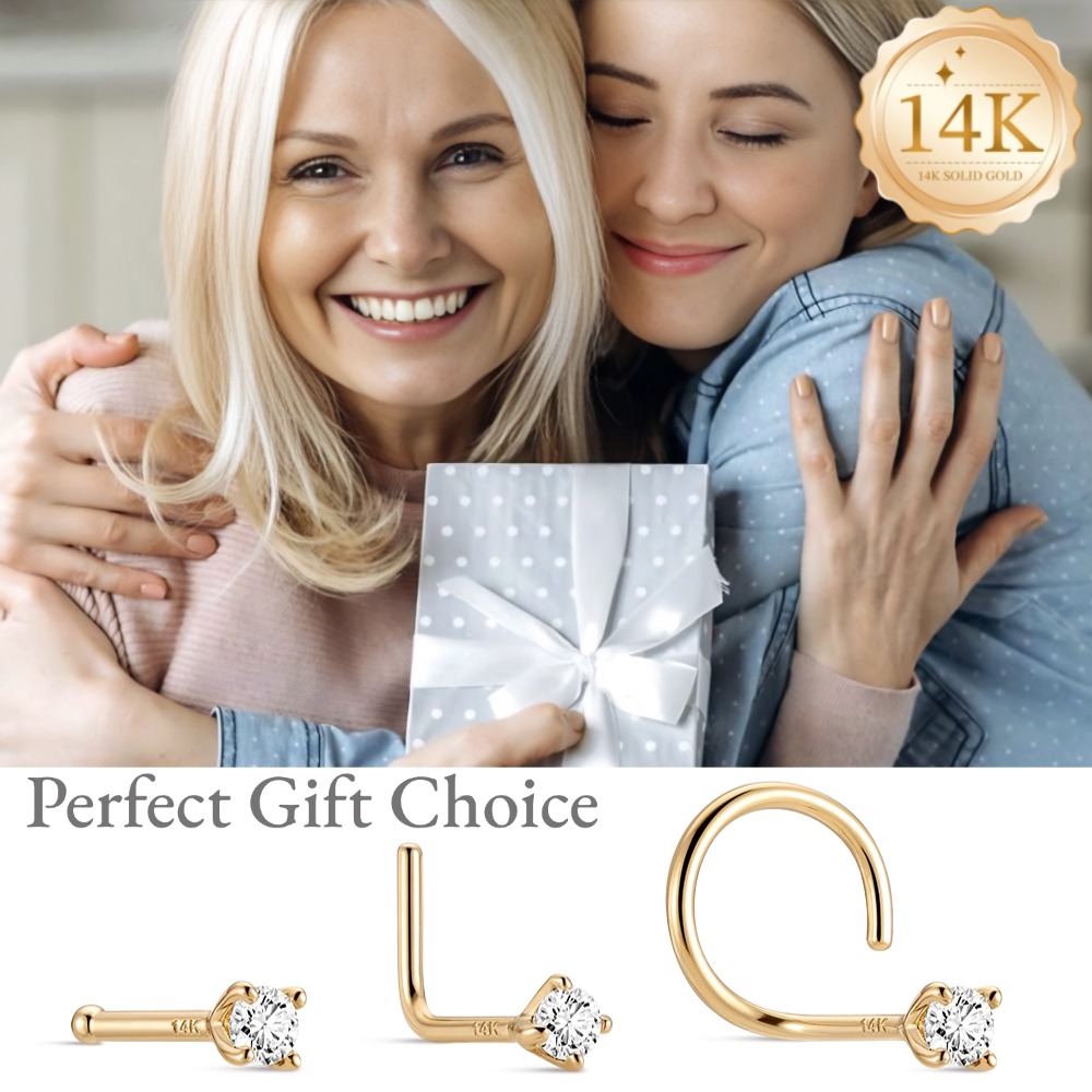 ต่างหูจมูกทองคำแท้ 14K ดีไซน์ม - Yellow Body Jewelry บทวิจารณ์และราคา