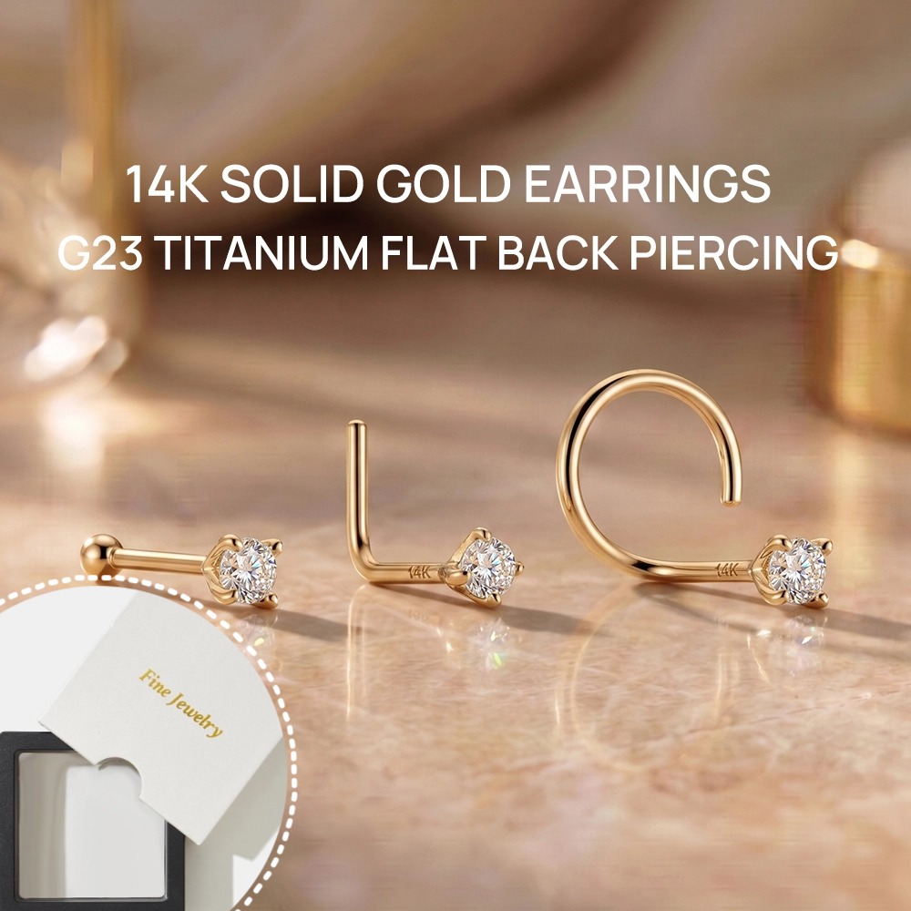 ต่างหูจมูกทองคำแท้ 14K ดีไซน์ม - Yellow Body Jewelry บทวิจารณ์และราคา