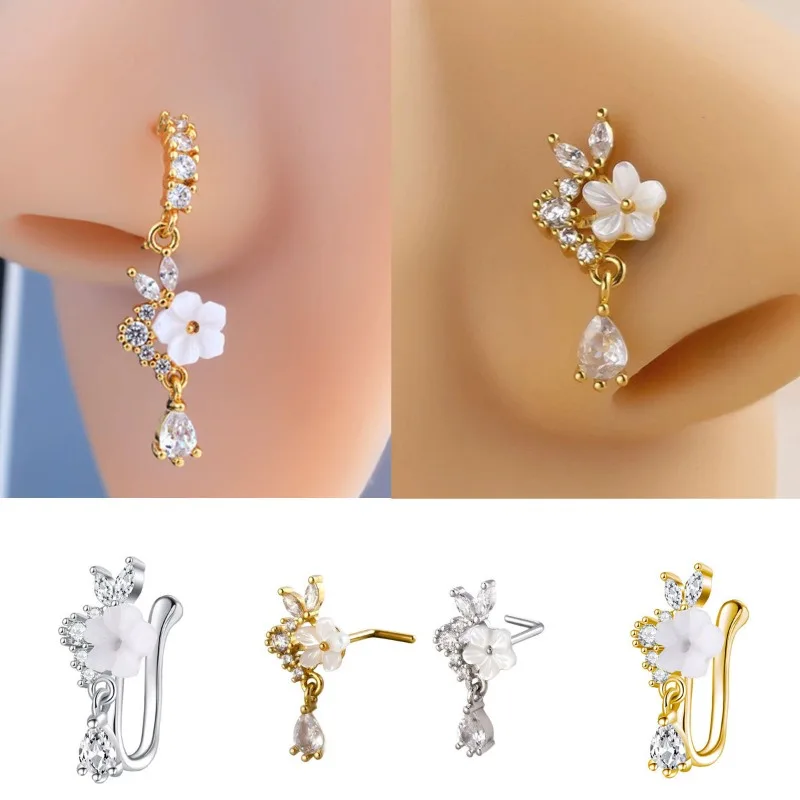 ห่วงจมูกประดับเพชรเซอร์คอนรูปด - Yellow Body Jewelry บทวิจารณ์และราคา