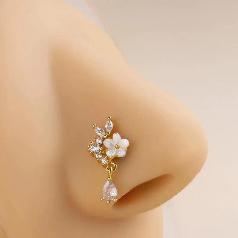 ห่วงจมูกประดับเพชรเซอร์คอนรูปด - Yellow Body Jewelry บทวิจารณ์และราคา
