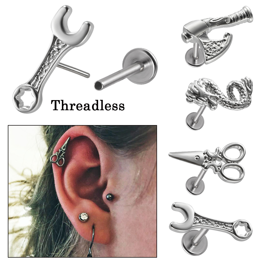 1ชิ้นประแจไม่มีเกลียวเหล็กผ่าต - Body Jewelry Threadless บทวิจารณ์และราคา