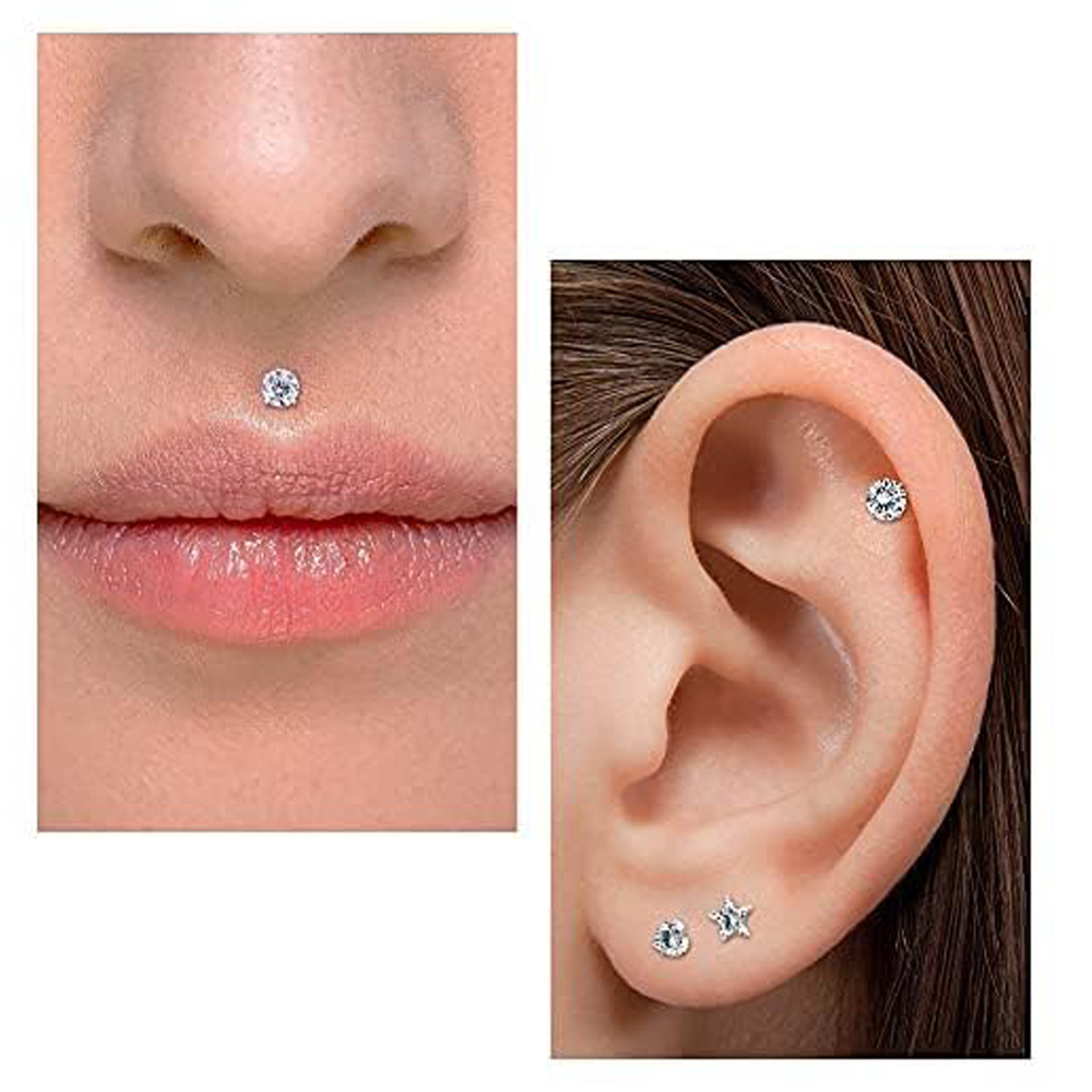 ต่างหูแบบแบนแบบไม่มีเกลียว16ก. - Body Jewelry Threadless บทวิจารณ์และราคา