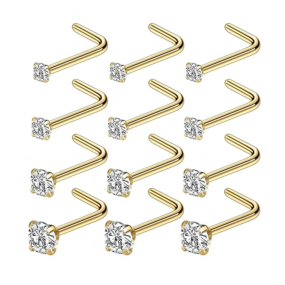 ชุดต่างหูเจาะจมูกแบบตัวแอล 12  - Body Jewelry Diamond บทวิจารณ์และราคา