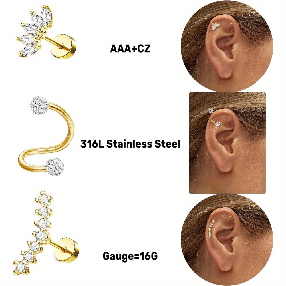 Drperfect 20g ต่างหูเหล็กสำหรั - Body Jewelry Surgical Steel บทวิจารณ์และราคา