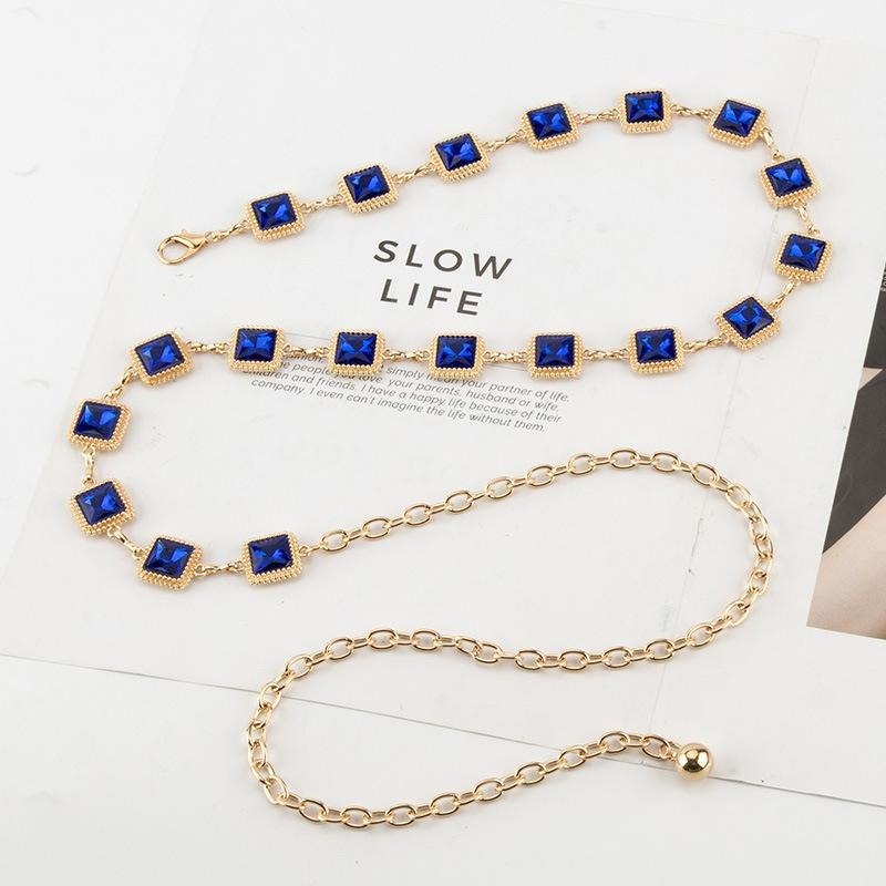 เข็มขัดโลหะประดับเพชรทรงเหลี่ย - Yellow Body Jewelry บทวิจารณ์และราคา